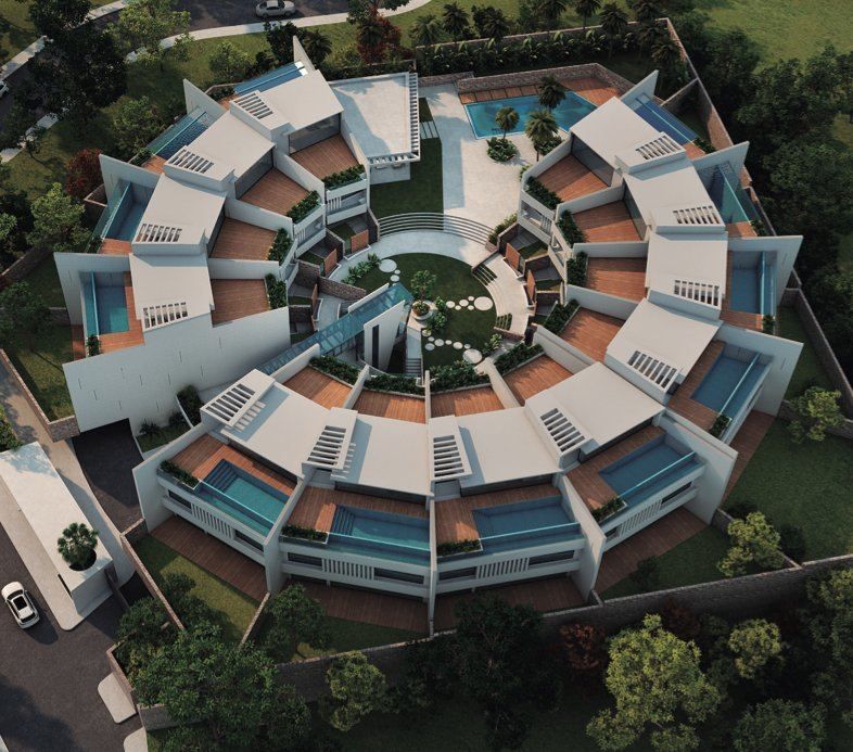 Vista aérea · Planta circular